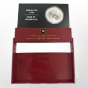 A Queen Elizabeth II 2005 Canadian Mint 0.999 fine silver 5 dollar coin, 31.