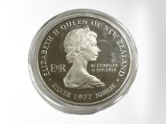 A Queen Elizabeth II 1977 Silver Jubilee Waitangi Day 0.925 silver One Dollar, 27.
