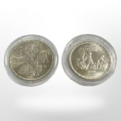 Two Egypt 1995 Food and Agriculture 50th Anniversary 0.720 silver coins, 32.3g gross.
