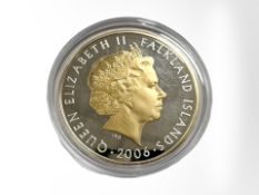 A Queen Elizabeth II Falkland Islands 2008 1 pound 'Fifty pence' 0.925 silver coin, 28.3g.