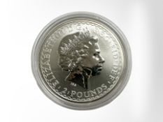 A Queen Elizabeth II 2004 Britannia 2 pound fine silver 0.999 coin, 32.4g.