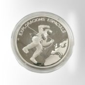 An Andorra 1993 10 Dinar 0.925 silver coin, 31.6g.