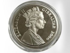 A Queen Elizabeth II 2006 five pound 'Final Flight of Concorde' 0.925 silver coin, 28.3g.