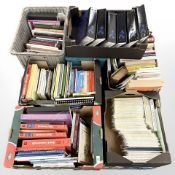 Seven boxes of stamp related journals, catalogues, illustrated histories,