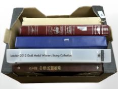 Five albums of stamps including the London 2012 first day cover collection,