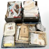 Six boxes containing 20th century and earlier loose stamps, first day covers,