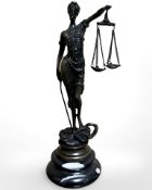 A French bronze figure on marble socle plinth, height 22.5 cm.