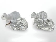 Two French crystal bear ornaments issued under liscence from Faberge