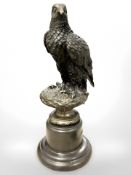 A French bronze figure of an eagle, standing on socle plinth, after A. Thorburn, height 31 cm.