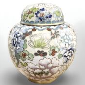 A cloisonne enamelled lidded pot,