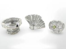 Two crystal candle stands by Rosenthal and a Waterford Crystal dish