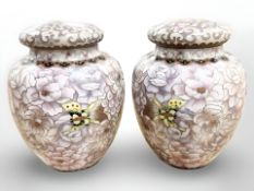 A pair of cloisonne enamelled ginger jars,
