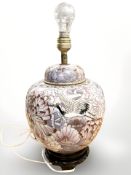 A cloisonne enamelled table lamp,
