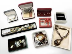 A group of boxed jewellery items including glass necklace, Sabona torsion bangle,