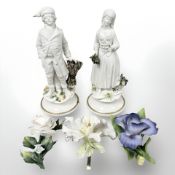 A pair of Capo Di Monte matt glazed figures, height 24 cm,