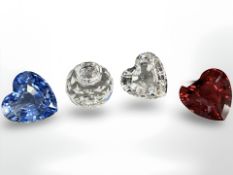 A group of coloured Swarovski Crystal including hearts