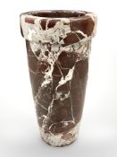 A large Italian rouge marble vase, height 40.