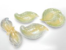 A set of four Sylvac leaf dishes, largest diameter 29 cm.