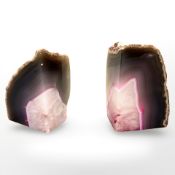 A pair of dyed Brazilian agate rock samples forming bookends, height approximately each 17 cm.