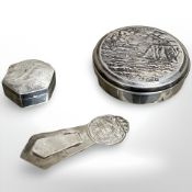 A continental silver circular pot, diameter 5.