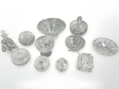 A group of good quality cut crystal including lidded bowls, small decanter,