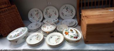 A 21 Piece Royal Worcester dinner set, Royal Worcester Evesham Tureen, & Portmeirion bowl COLLECT