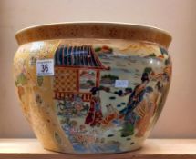 A large Chinese pottery fish bowl A/F COLLECT ONLY