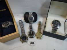 Six good gent's wrist watches.