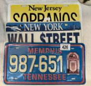 3 American number plate style metal wall signs
