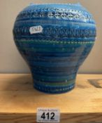 A vintage Bitossi made in Italy blue glazed vase