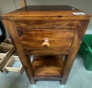 A hardwood pot stand with drawer 30 x 30 x 60cm