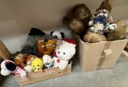 A large lot of soft toys including Womble