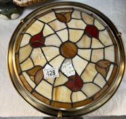 A leaded glass tulip pattern uplighter lamp shade