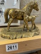 A brass Mare & Foal