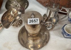 3 Items of silver plate including 2 Jugs & a sugar scuttle