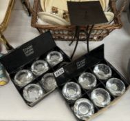 2 Boxes of crystal candle holders & A metal candle holder
