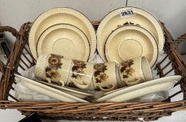 A 16 piece vintage Poole Thistlewood tea set in wicker basket