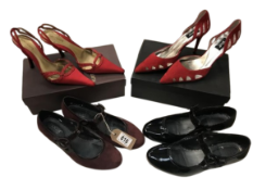 Four Pairs of shoes includes Kurt Geiger red high heels with glitter design