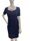 M&S petite electric blue dress with sweetheart neckline and peplum at the waist, new with tags, size