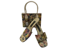 Roland Cartier floral & Butterflies handbag and open toe heels, lovely condition