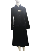 A beautiful vintage style velvet Royal blue jacket and skirt with piping detail