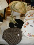 A vintage ladies hat, a beret and a flat cap.