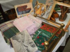 A quantity of material & needlework book