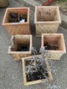 5 Square terracotta planters