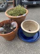 2 Terracotta pots with 2 others