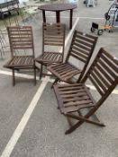 4 Dark wood folding garden chairs