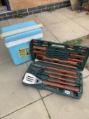A cased set of BBQ tools
