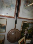 A Victorian copper warming pan, COLLECT ONLY.