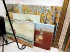 A quantity of pictures on canvas