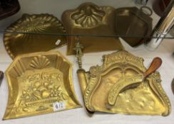 6 Brass crumb trays & 1 brush
